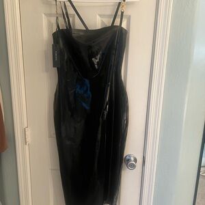 Versace NWT latex dress black midi bodycon 40